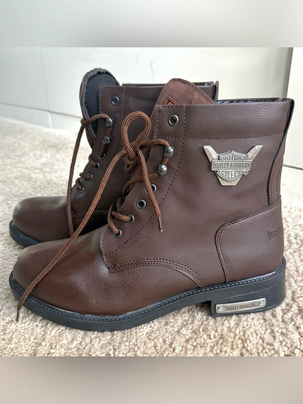 Harley Davidson Mens 10 Brown Leather Motorcycle Biker Lace-up Boots NWT Rare